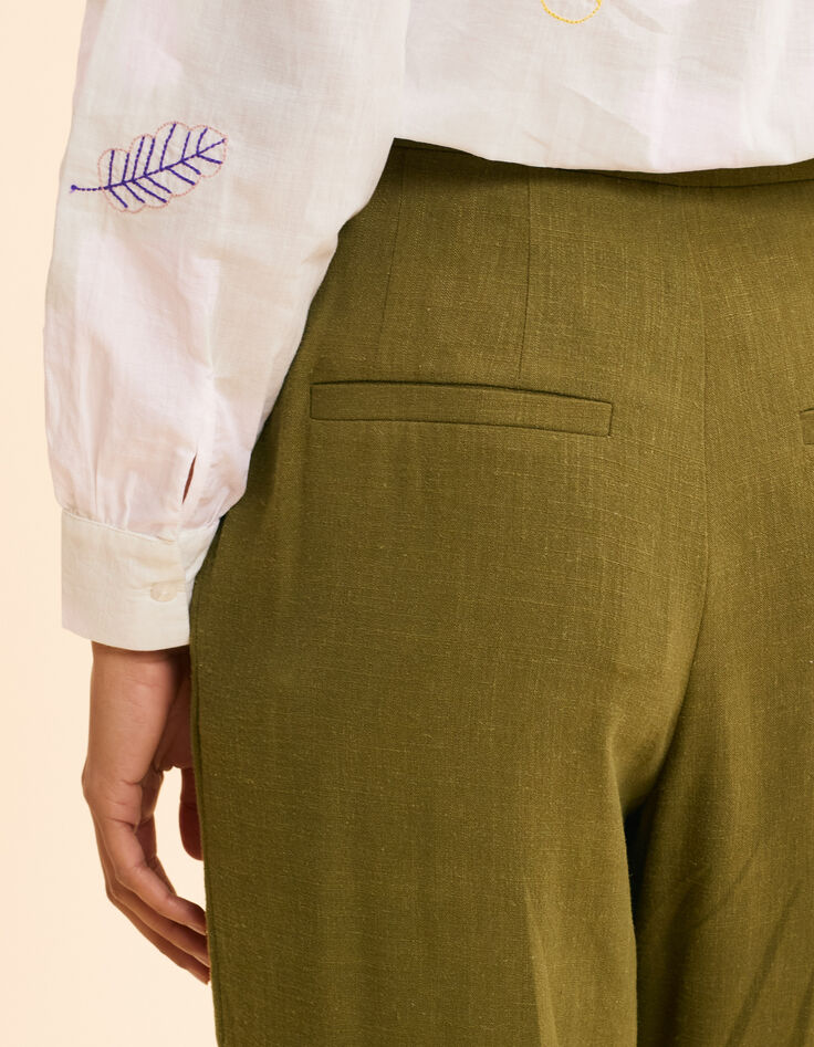 Ecru lurex krijtstreep motief pak broek I.Code-7