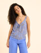 Top blau Floral-Kaschmirprint Schleife I.Code-3