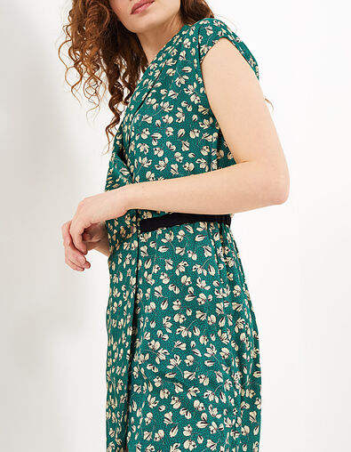 Robe vert menthe à imprimé petites feuilles I.Code