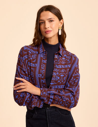 Overhemd lange mouwen patchwork tekst I.Code