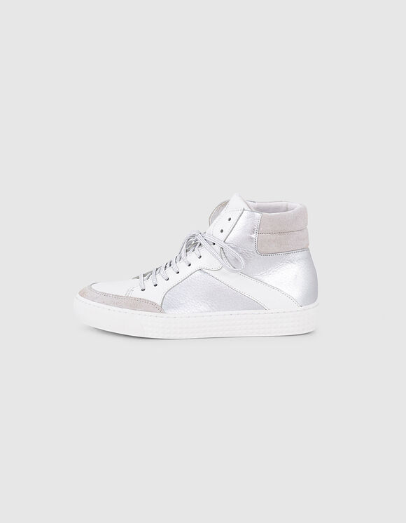I.Code silver and white high-top trainers