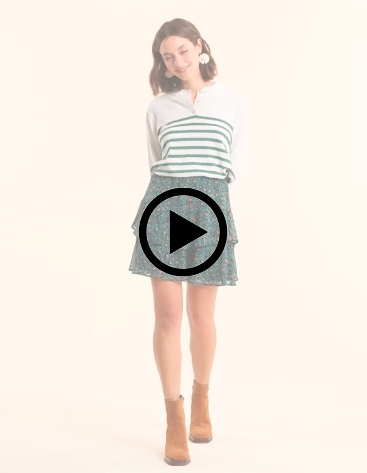 I.Code white knit sweater with green lurex stripes-5
