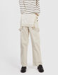 Beige tuinbroek met fijne strepen I.Code-2