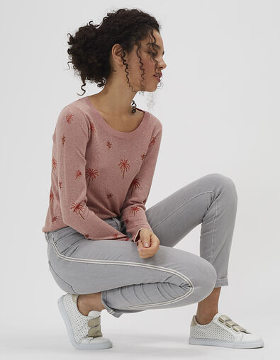 Lichtgrijze skinny jeans met stroken opzij I.Code 
