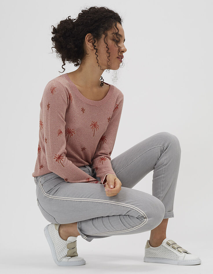 Lichtgrijze skinny jeans met stroken opzij I.Code -1