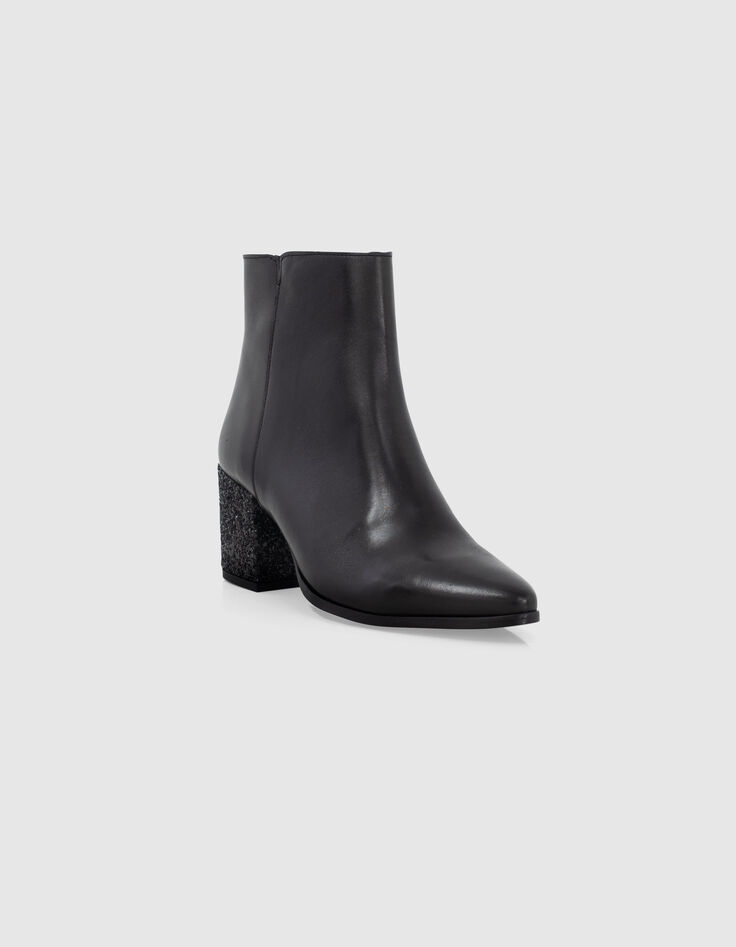Botines I.Code de piel negra con tacón de purpurina-4