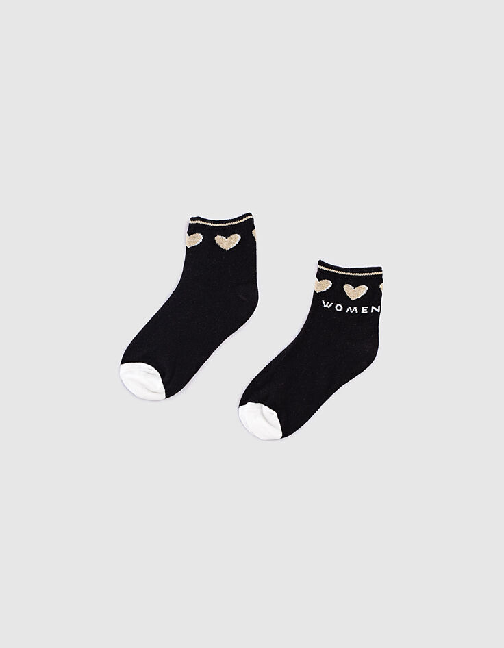 Zwarte sokken met hartjes metallic draad I.Code-3