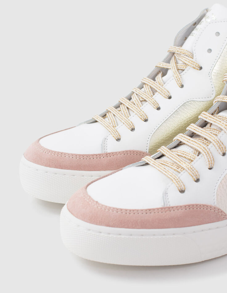 Baskets dorées, blanches et roses en cuir I.Code-7