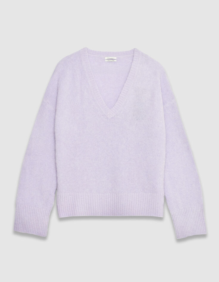 Flieder Alpaka-Pullover Damen mit V-Ausschnitt-8