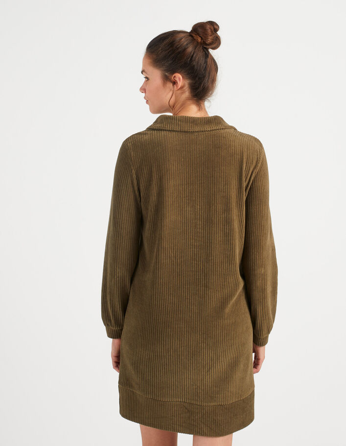 Khaki Kleid aus geripptem Velours I.Code - I.CODE