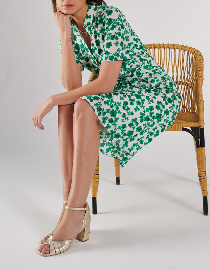 Vestido camisero blanco roto tréboles I.Code -1