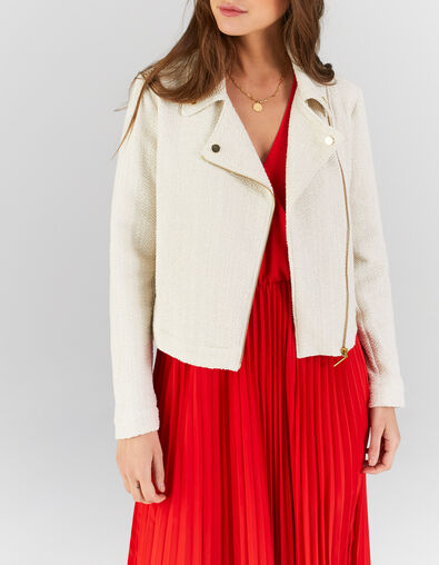 Veste écrue et lurex or esprit motard I.Code