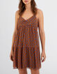 Camel jurk print blauwe bloemen schouderbandjes I.Code-3