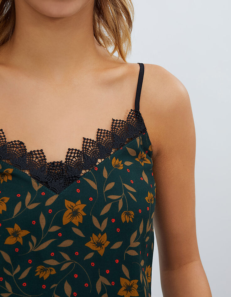 Top lencero verde pinegreen estampado Fleurs Rock I.Code-3