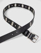 I.Code black leather belt with small chain-4