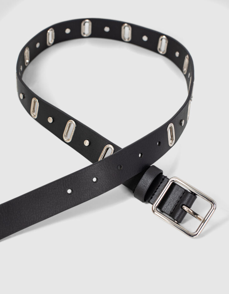I.Code black leather belt with small chain-4 I.Code black leather belt with small chain-4