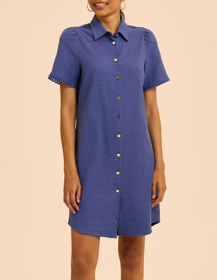 Robe chemise bleue jacquard fantaisie I.Code-2