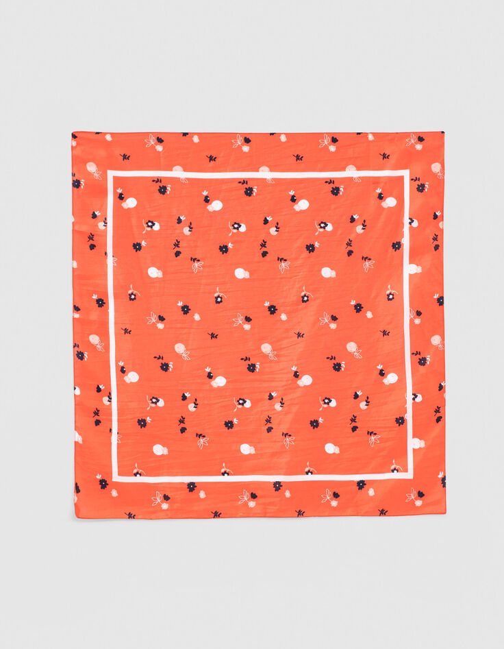 Foulard carré orange spicy à fleurs spicy I.Code-1