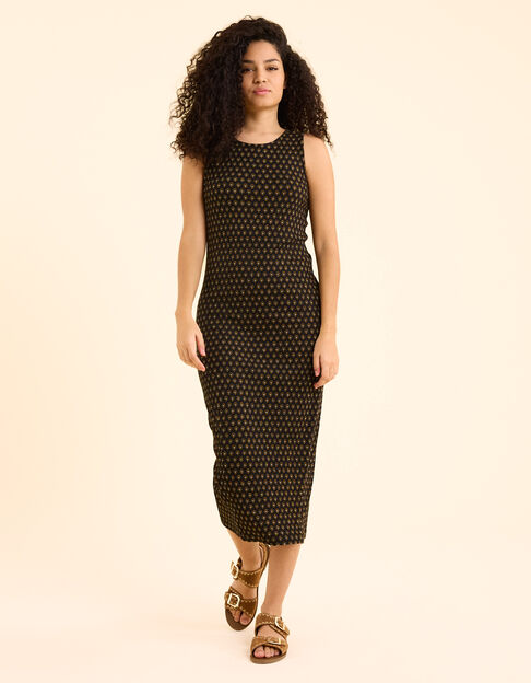 Vestido tubo negro flores color I.Code