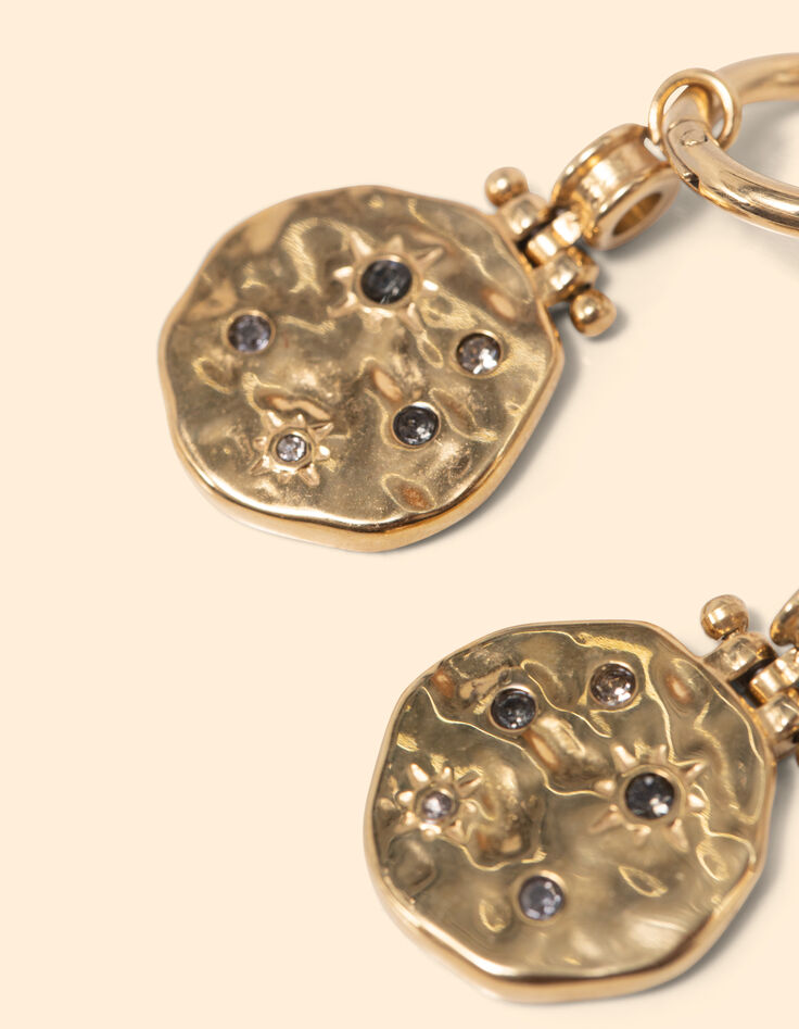 I.Code pendientes de aro con medalla de strass-5