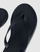 Flache Damen-Flip-Flops aus schwarzem Leder-5