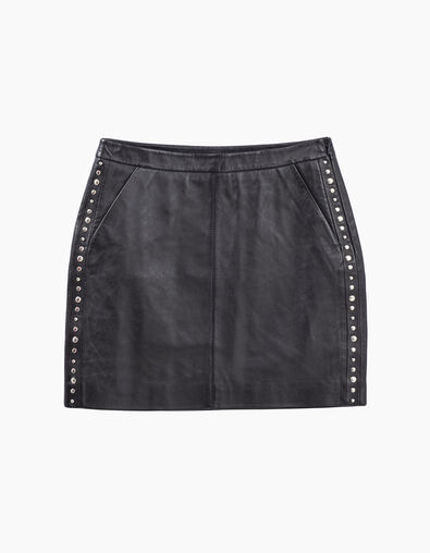 I.Code black leather studded short skirt - I.CODE
