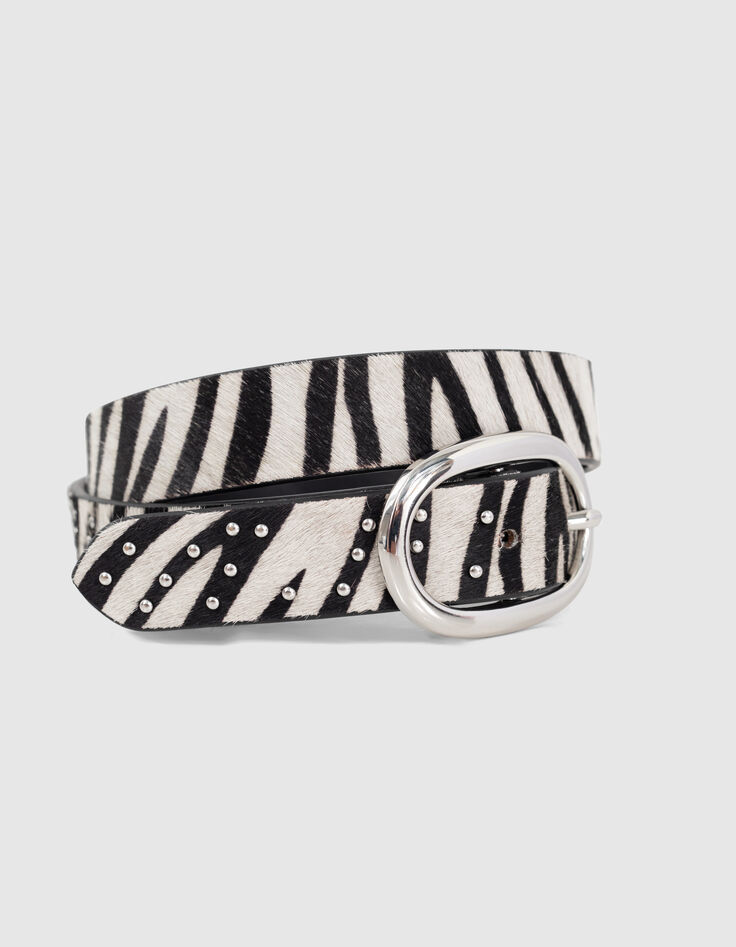 Zwarte riem vachteffect zebramotief I.Code-5