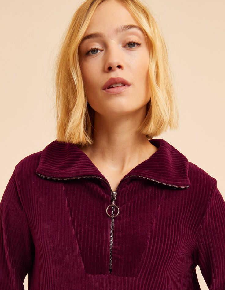 I.Code burgundy corduroy zipped dress-4 I.Code burgundy corduroy zipped dress-4