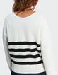 Cardigan blanc tricot à rayures noires I.Code-3