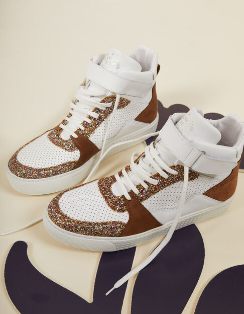 Zapatillas altas de lentejuelas marrones y blancas I.Code