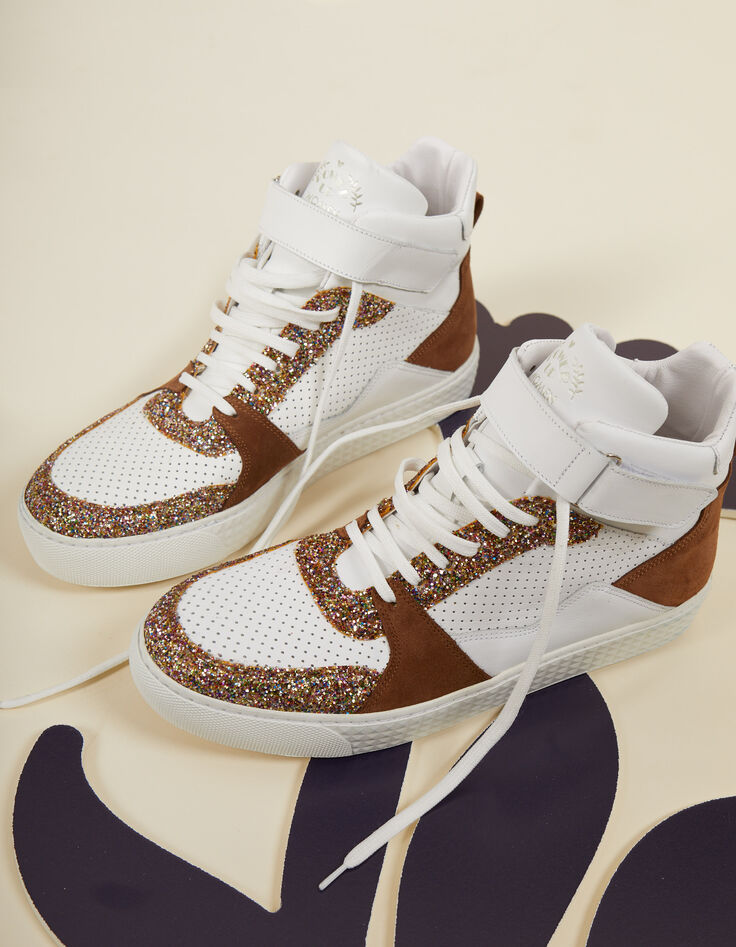 Zapatillas altas de lentejuelas marrones y blancas I.Code-1