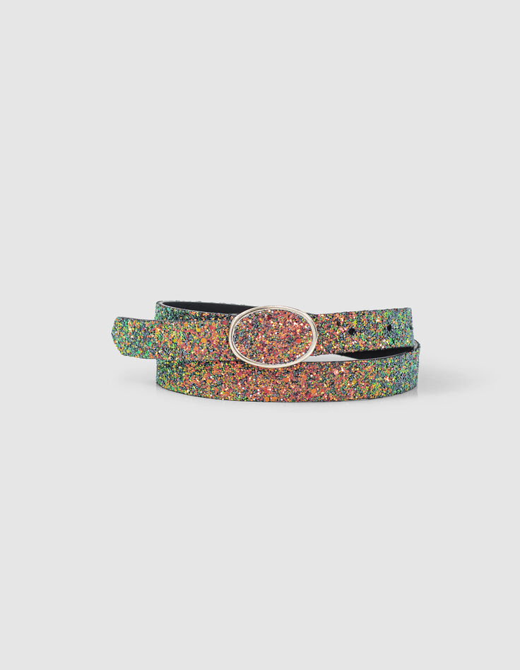 I.Code hot pink glittery leather belt-1 I.Code hot pink glittery leather belt-1