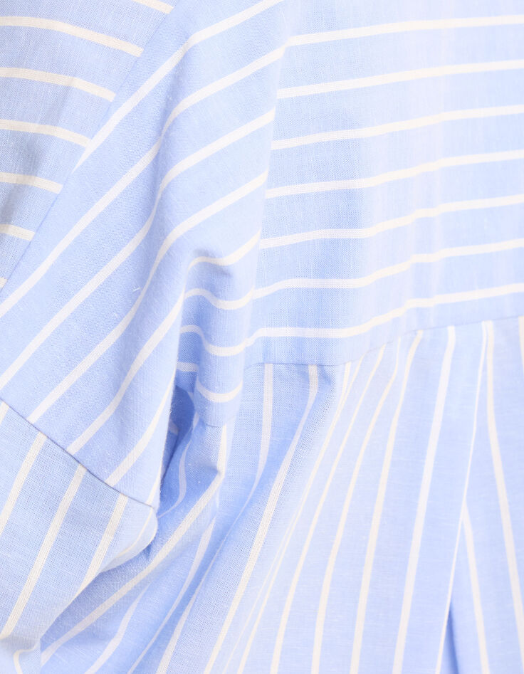 Chemise bleue motif rayures broderie double cœur I.Code-7