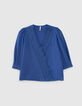 Kobaltblaue Bluse mit englischer Stickerei I.Code -5