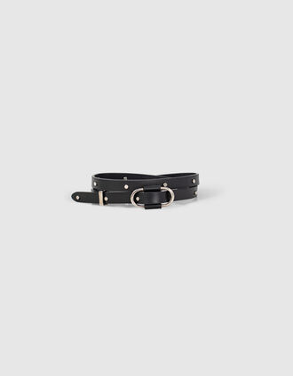 Ceinture noire cuir lisse clouté I.Code