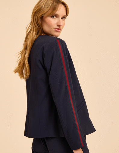 Blazer azul marino capucha felpa extraíble I.Code