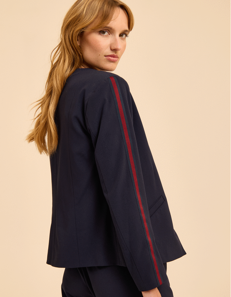 Blazer azul marino capucha felpa extraíble I.Code-1