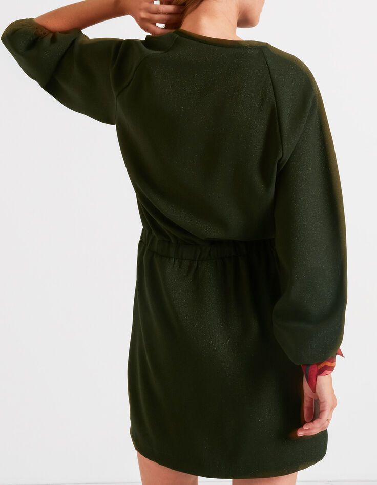 Robe vert empire pailletée manches bouffantes I.Code-3