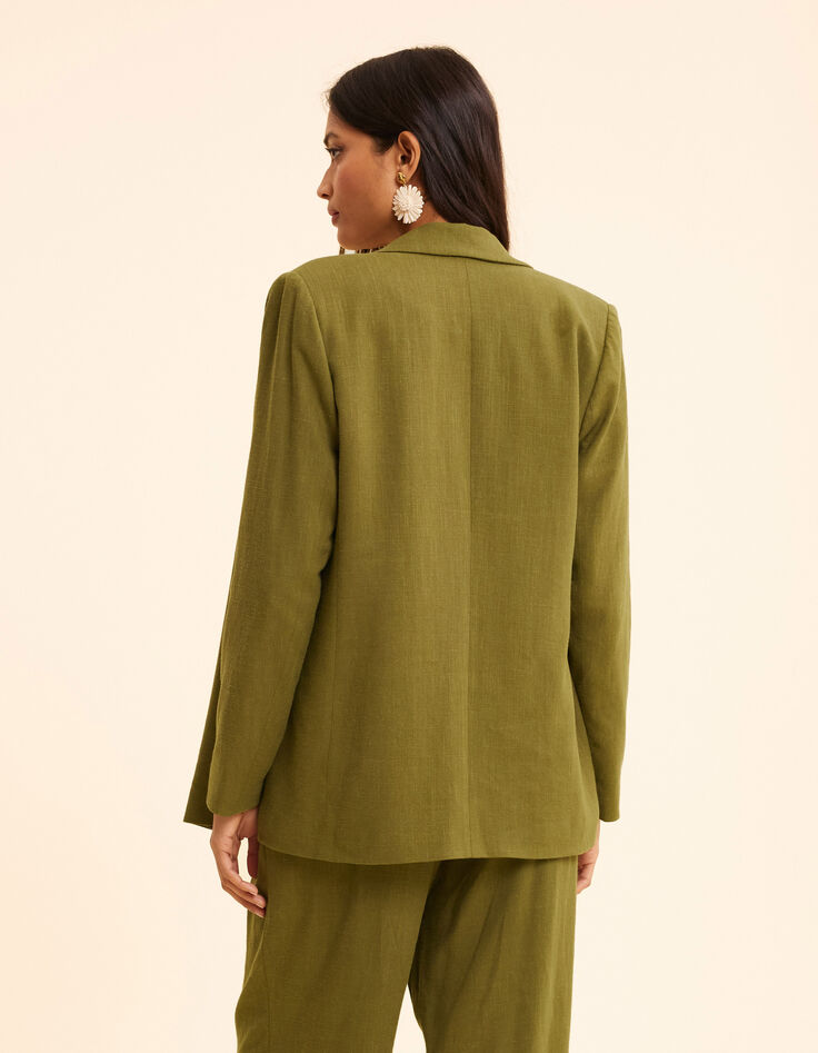 Anzugjacke aus khakifarbenem Leinengemisch I.Code-5
