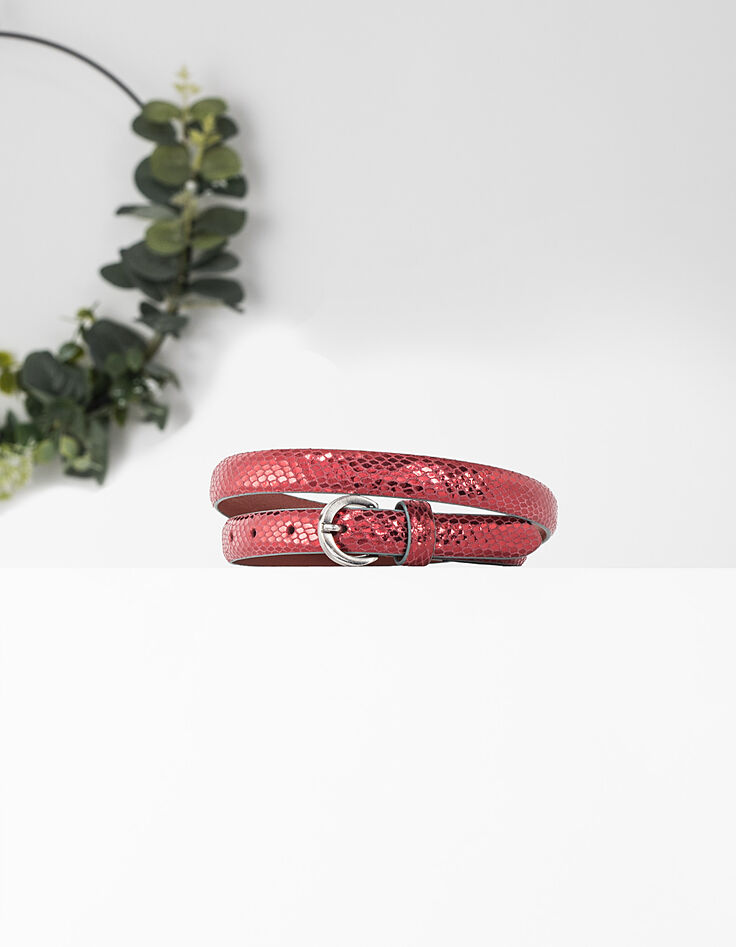 Ceinture rouge en cuir esprit écailles I.Code-1