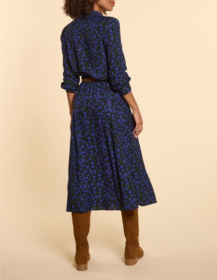 Schwarzes Top mit Winterblumenprint I.Code-2 Schwarzes Top mit Winterblumenprint I.Code-2