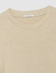 Goldfarbenes Damen-Pailletten-Rundhalsausschnitt-T-Shirt mit gerafften &Auml;rmeln-6