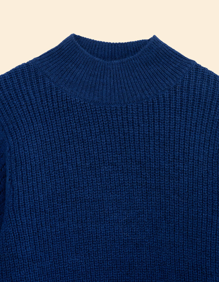 I.Code blue stand-up collar sweater-3