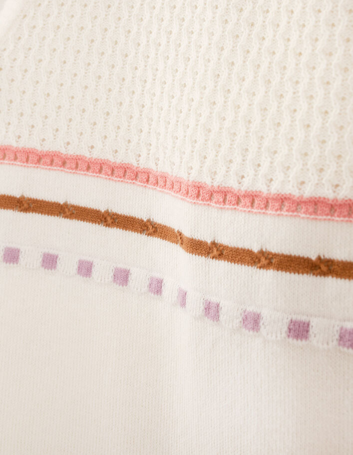 I.Code ecru knit fine-stripe cardigan - I.CODE