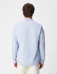 Blaues Bio-Baumwollhemd gestreift Slim Fit-3