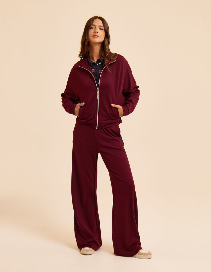 Bordeauxrote Strickjacke mit hohem Kragen I.Code-7 Bordeauxrote Strickjacke mit hohem Kragen I.Code-7