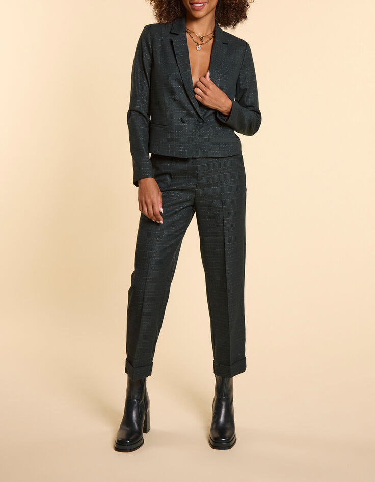 I.Code midnight green check  suit jacket-3