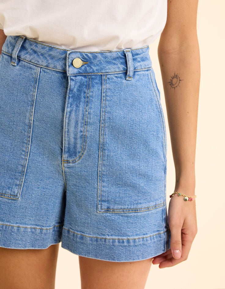 Short bleu en denim I.Code-6 Short bleu en denim I.Code-6