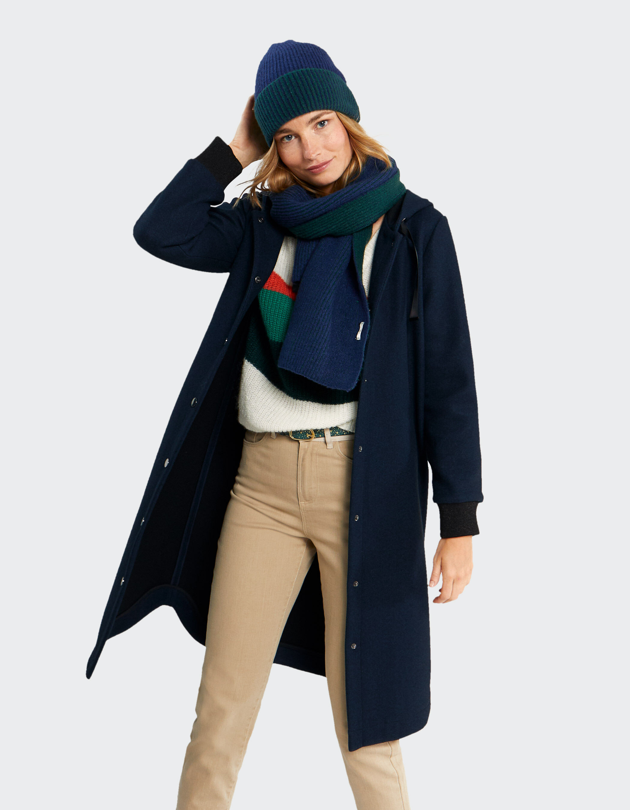 Manteau long marine esprit duffle coat I.Code