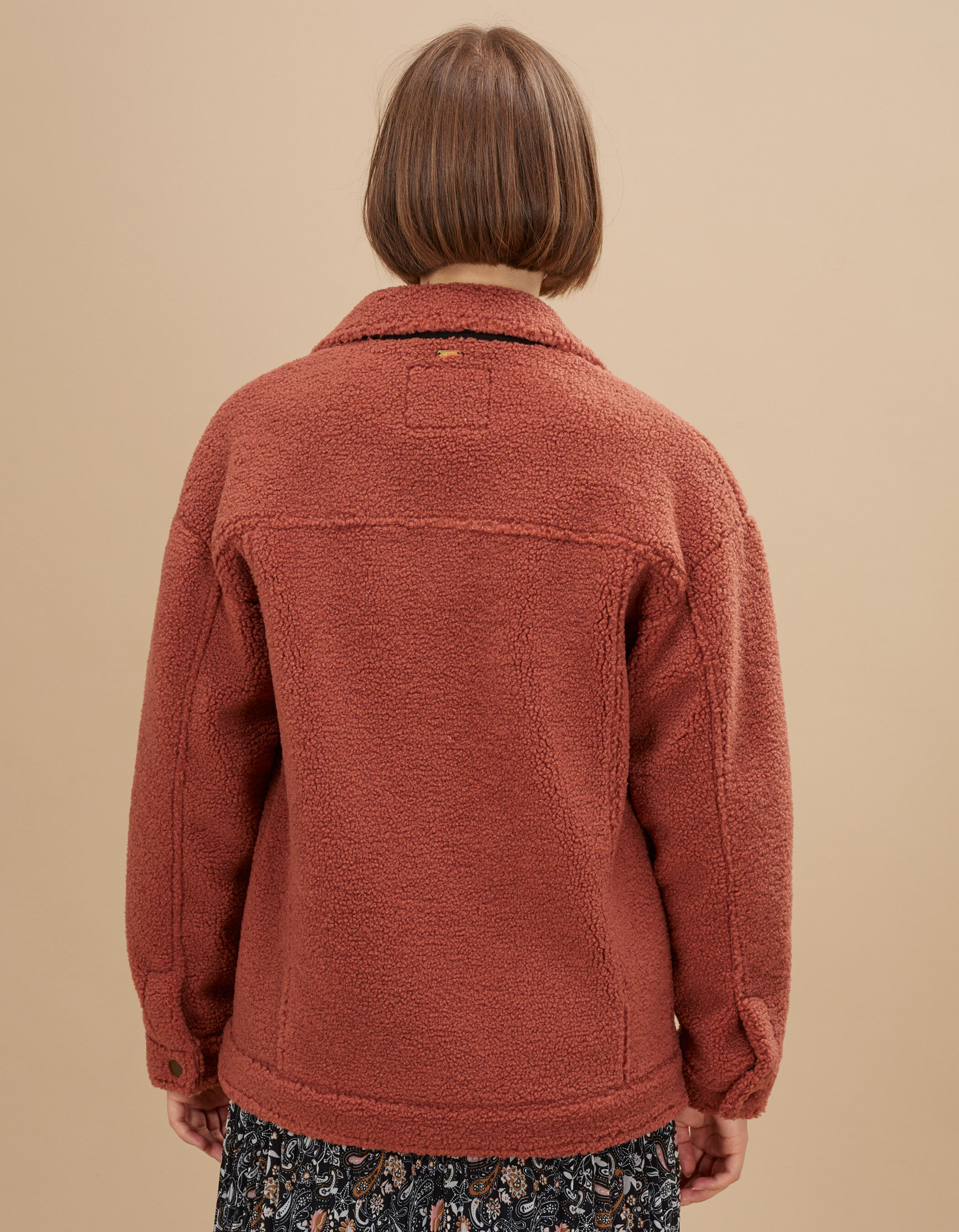 Manteau sales bouclette rose